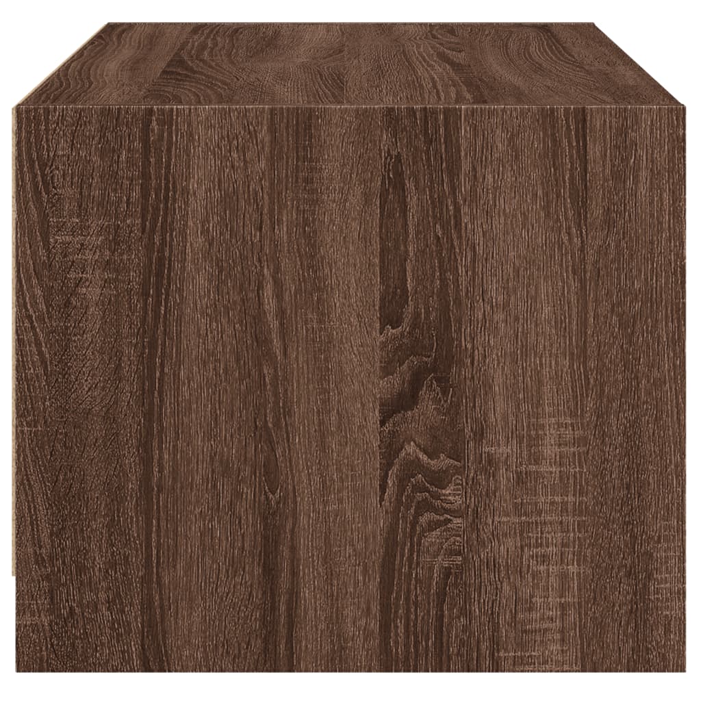 Table basse avec portes vitrées aspect chêne marron 68x50x42 cm