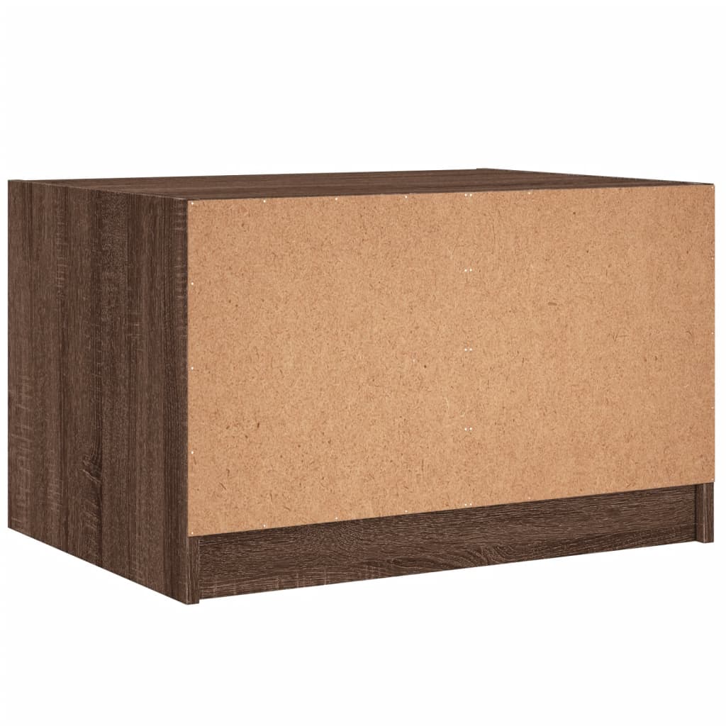 Table basse avec portes vitrées aspect chêne marron 68x50x42 cm