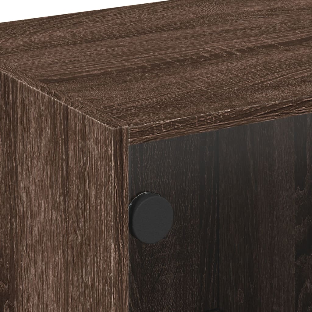 Table basse avec portes vitrées aspect chêne marron 68x50x42 cm