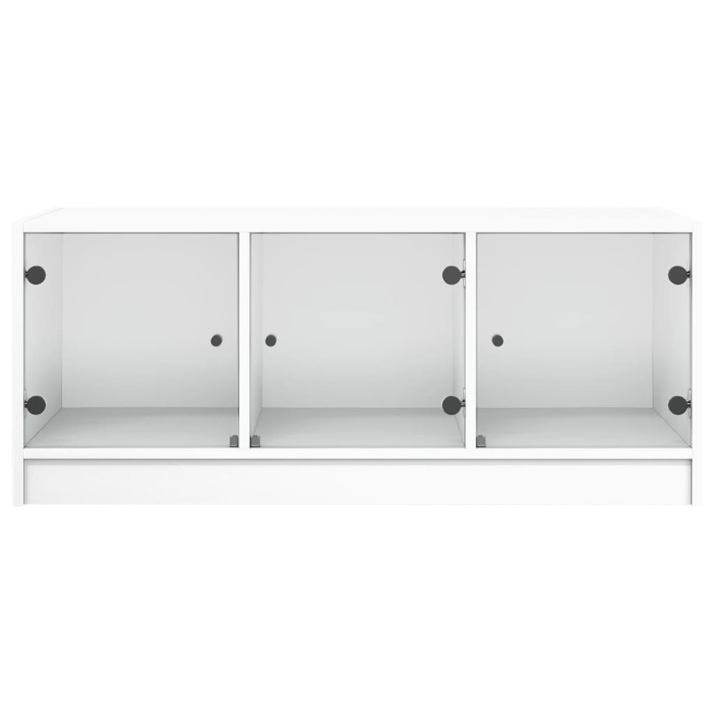 Coffee table with glass doors white 102x50x42 cm