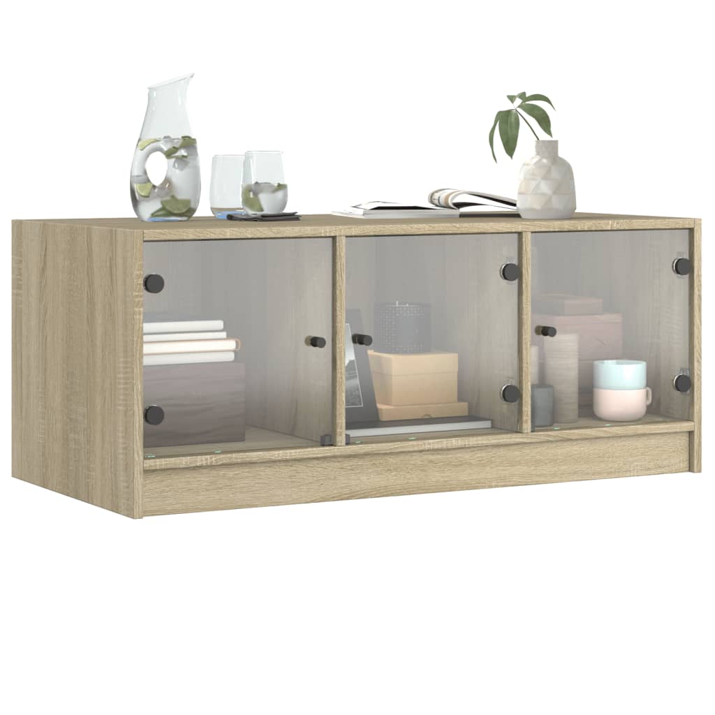 Table basse avec portes vitrées Chêne Sonoma 102x50x42 cm