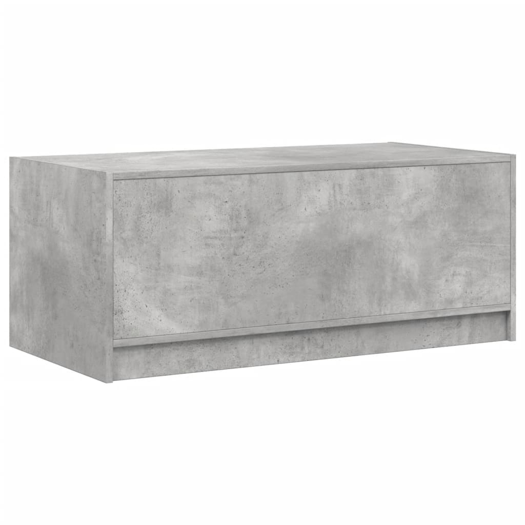 Table basse avec portes vitrées gris béton 102x50x42 cm