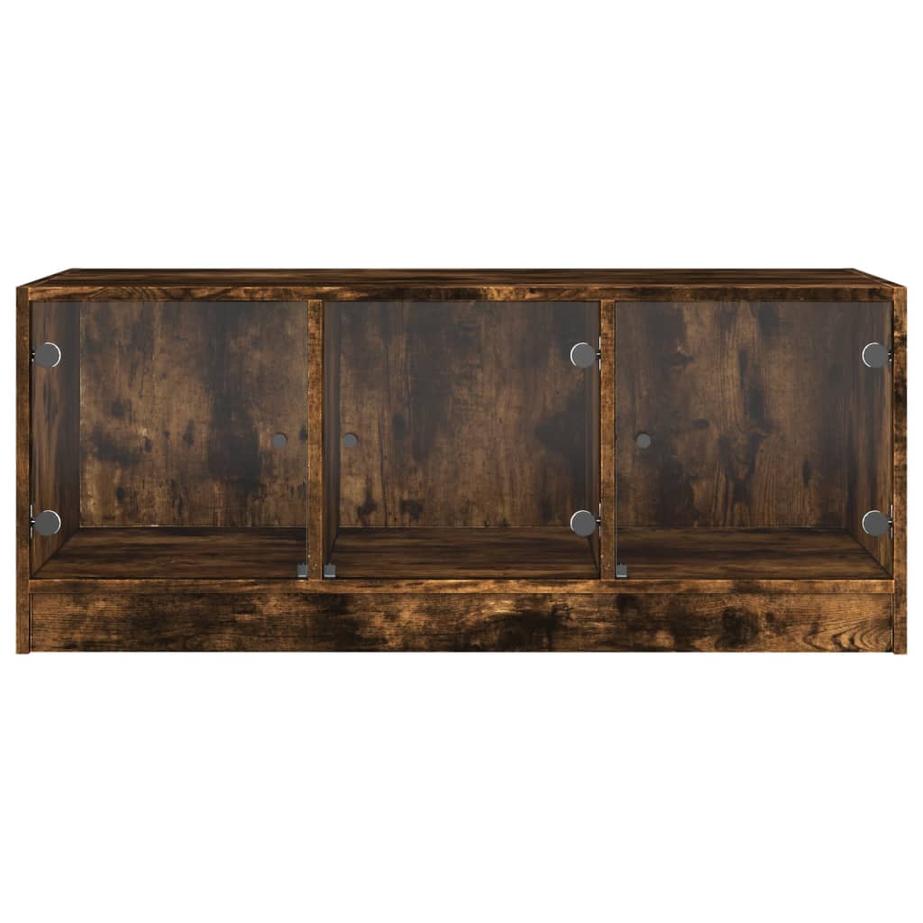Table basse avec portes vitrées chêne fumé 102x50x42 cm