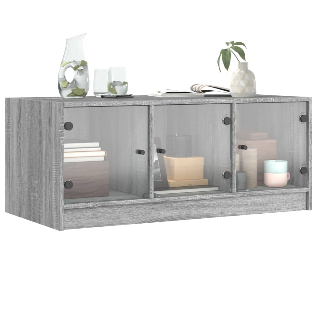 Table basse avec portes en verre Gris Sonoma 102x50x42 cm