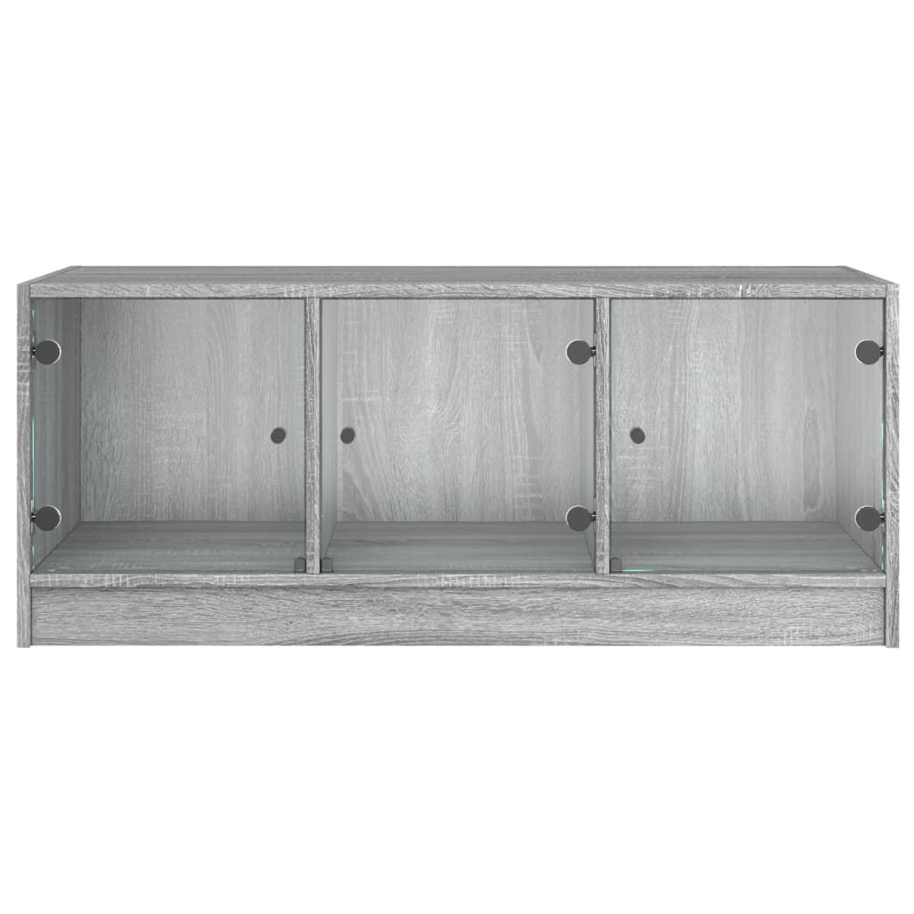 Table basse avec portes en verre Gris Sonoma 102x50x42 cm
