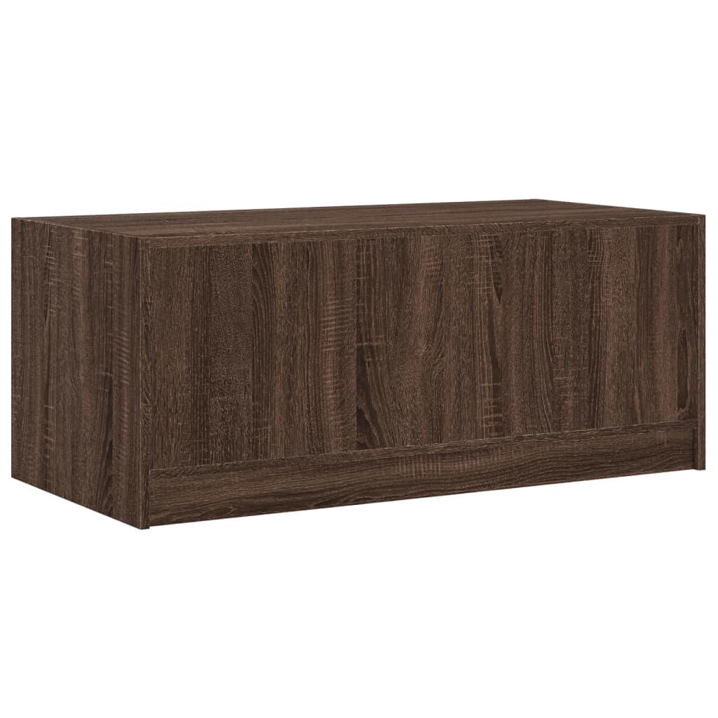 Table basse avec portes vitrées aspect chêne marron 102x50x42 cm