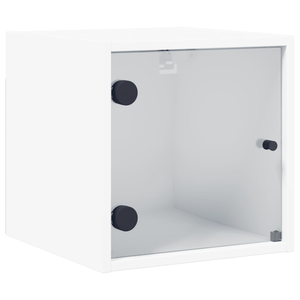 Bedside table with glass door white 35x37x35 cm