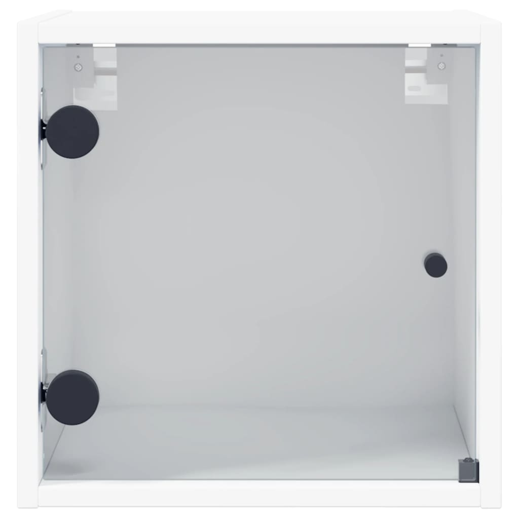 Bedside table with glass door white 35x37x35 cm