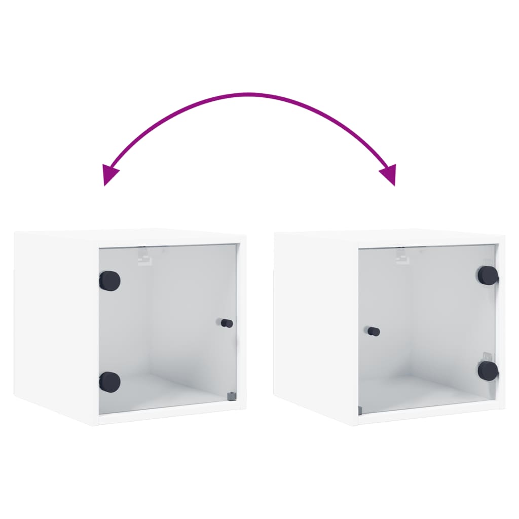 Bedside table with glass door white 35x37x35 cm