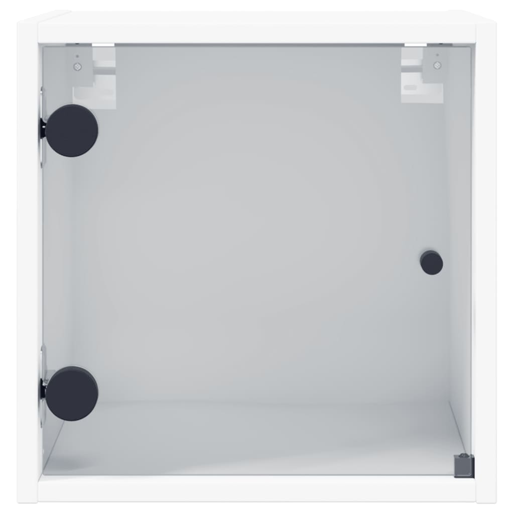 Tables de chevet avec portes vitrées 2 pcs Blanc 35x37x35 cm