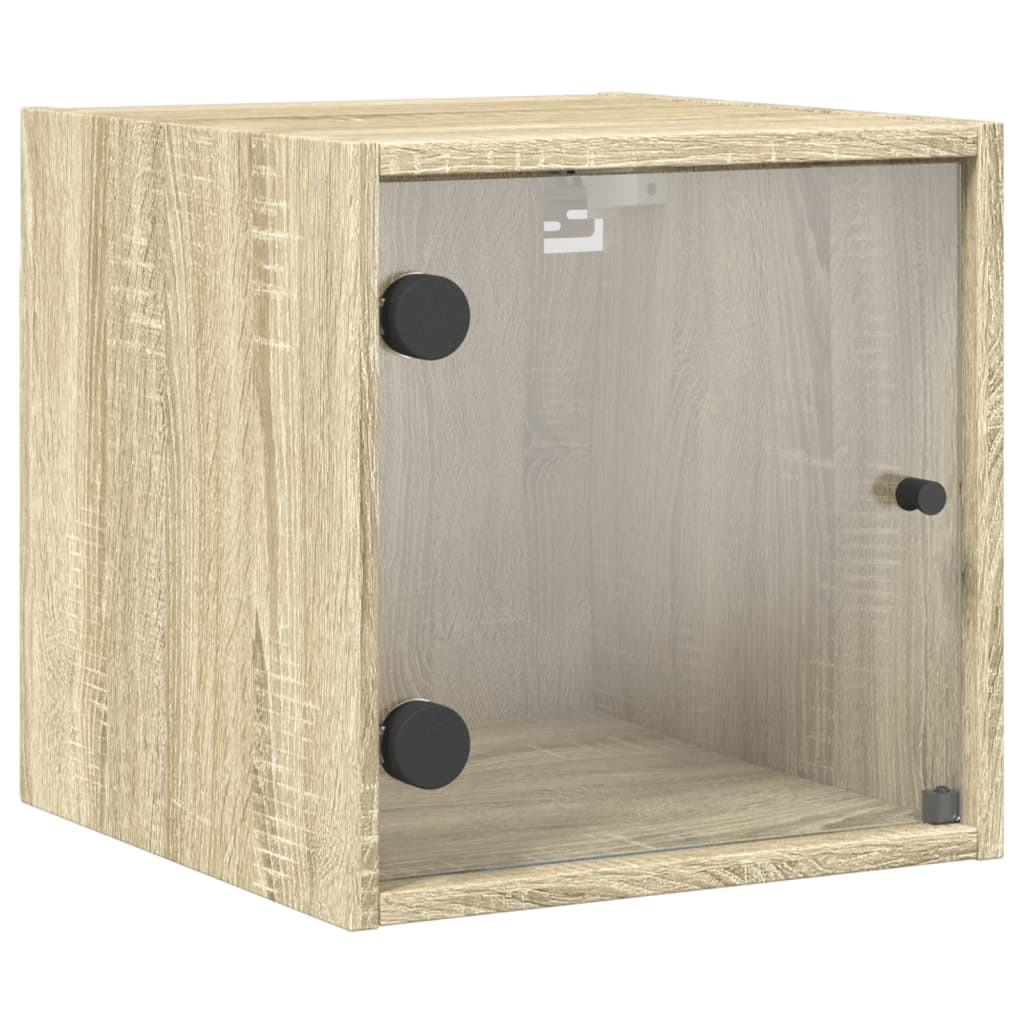 Bedside table with glass door Sonoma oak 35x37x35 cm