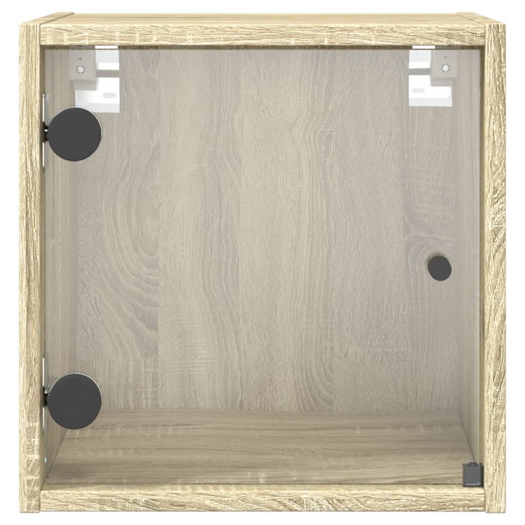 Bedside table with glass door Sonoma oak 35x37x35 cm