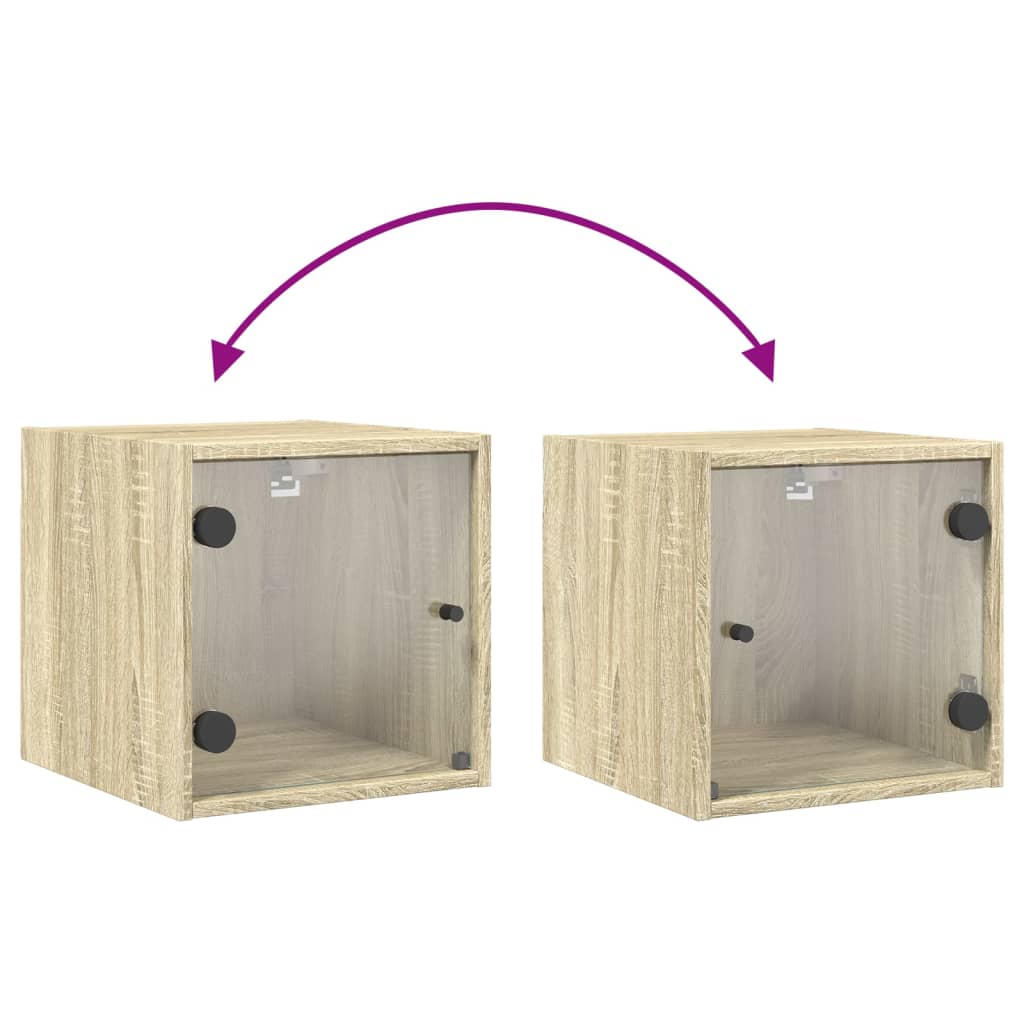 Bedside table with glass door Sonoma oak 35x37x35 cm