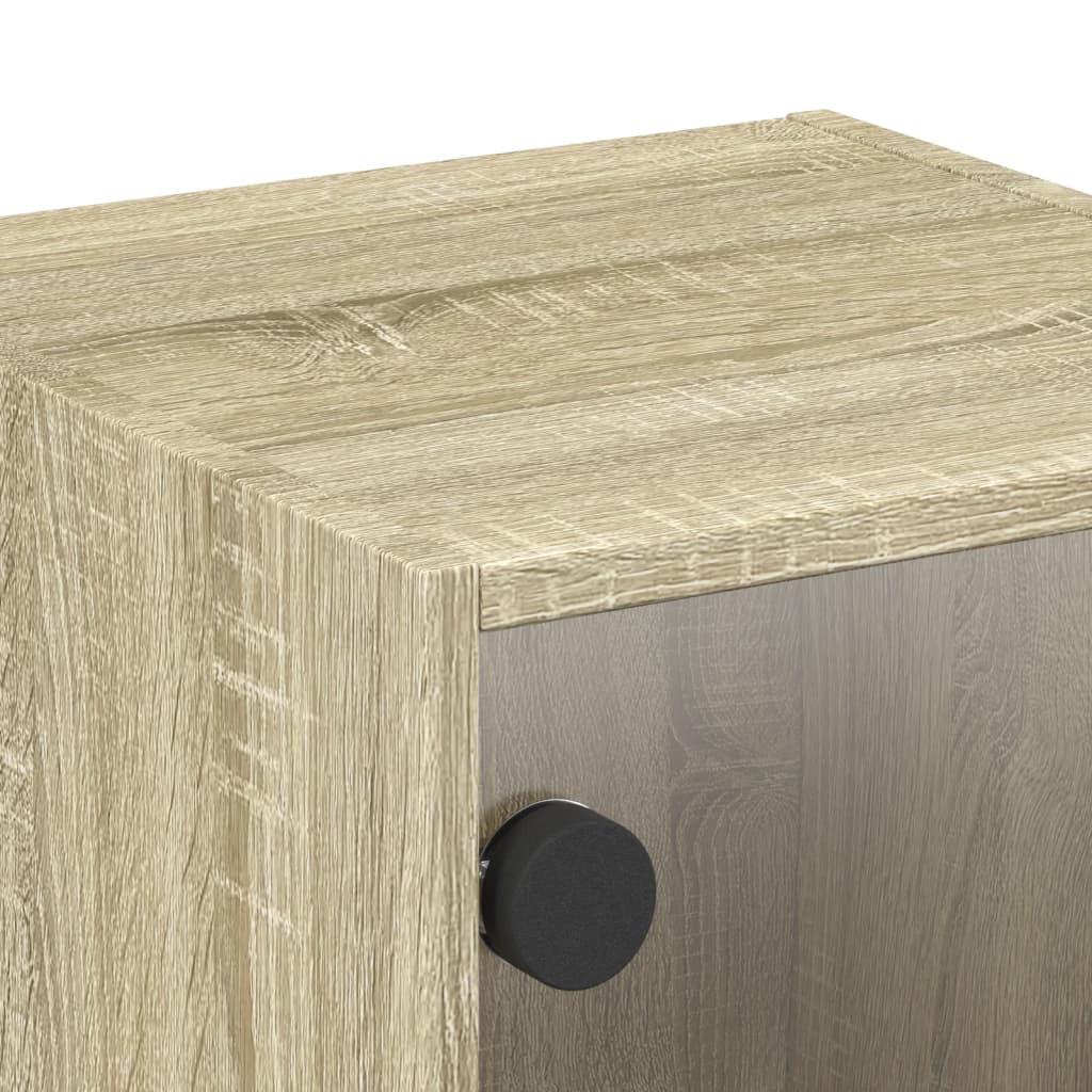 Bedside table with glass door Sonoma oak 35x37x35 cm