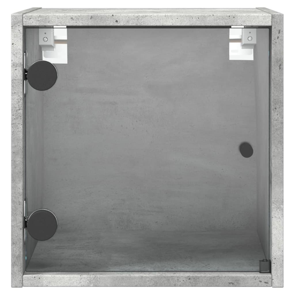 Bedside table with glass door concrete grey 35x37x35 cm