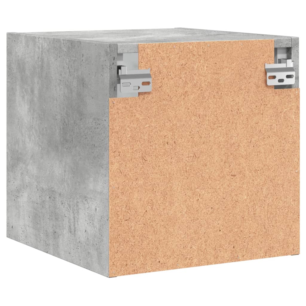 Bedside table with glass door concrete grey 35x37x35 cm