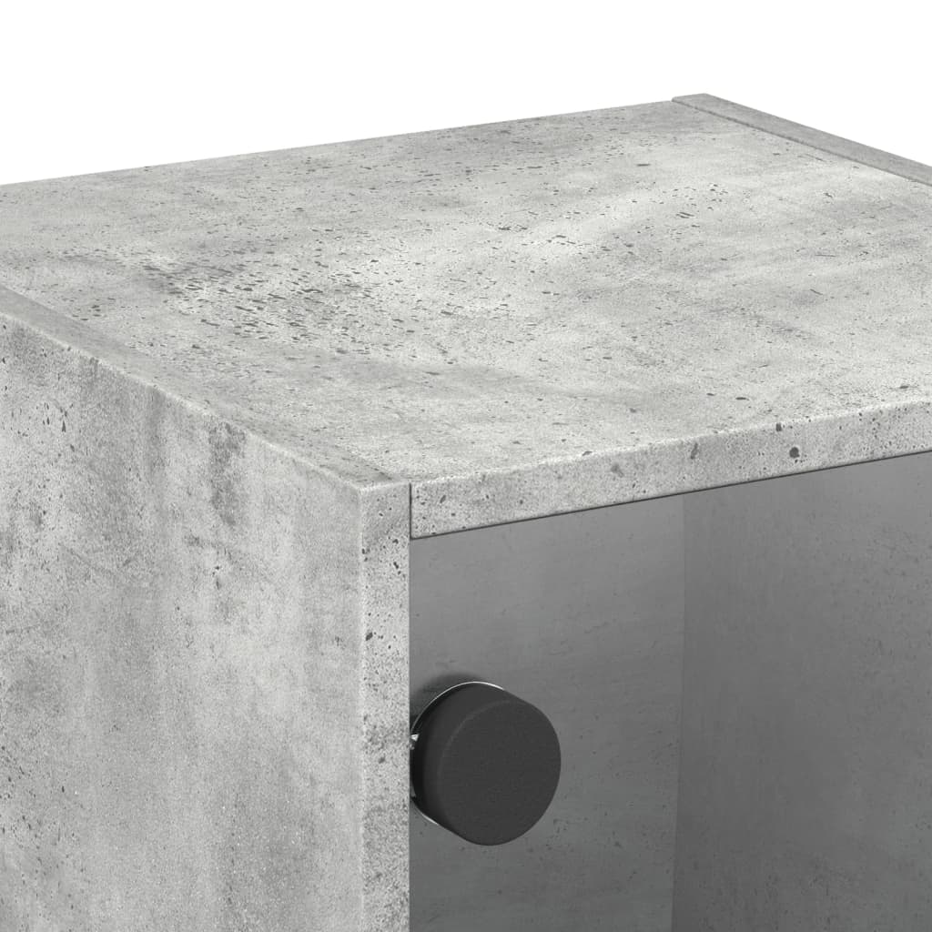 Bedside table with glass door concrete grey 35x37x35 cm