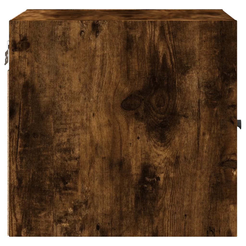 Bedside table with glass door smoked oak 35x37x35 cm