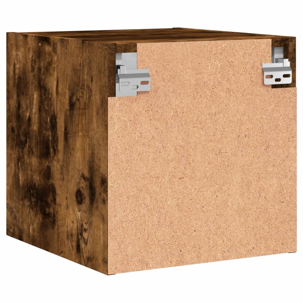 Bedside table with glass door smoked oak 35x37x35 cm
