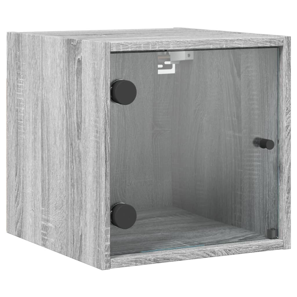 Bedside table with glass door Gray Sonoma 35x37x35 cm