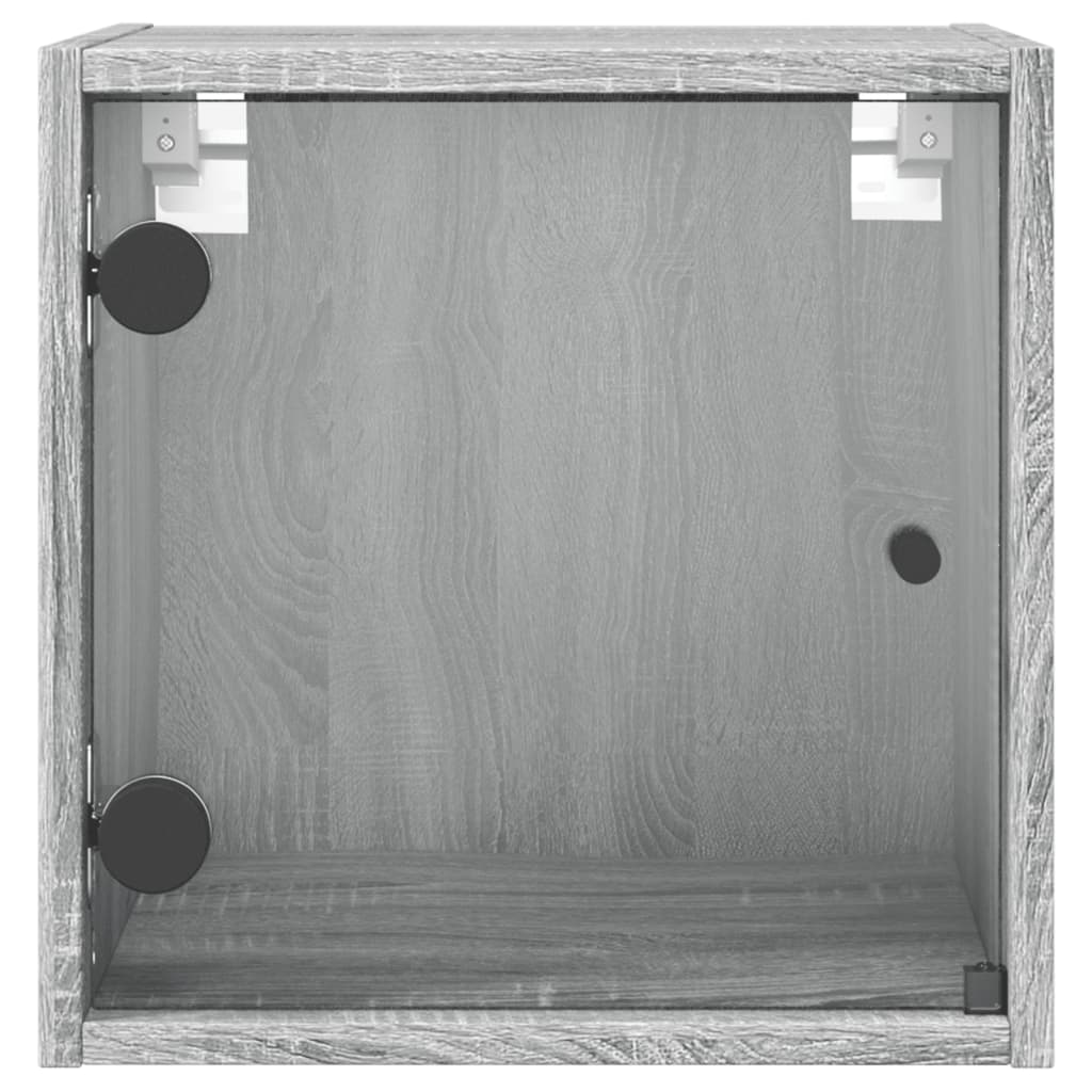 Bedside table with glass door Gray Sonoma 35x37x35 cm