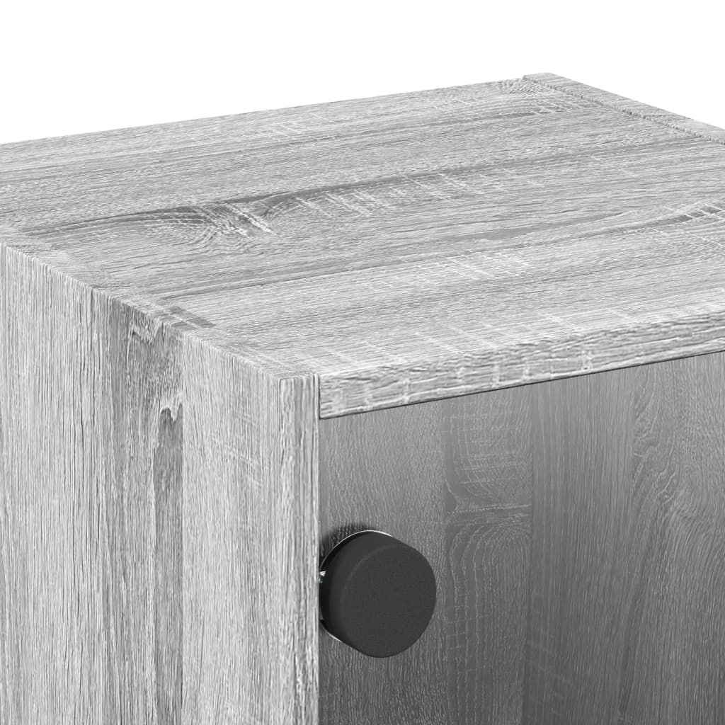 Bedside table with glass door Gray Sonoma 35x37x35 cm