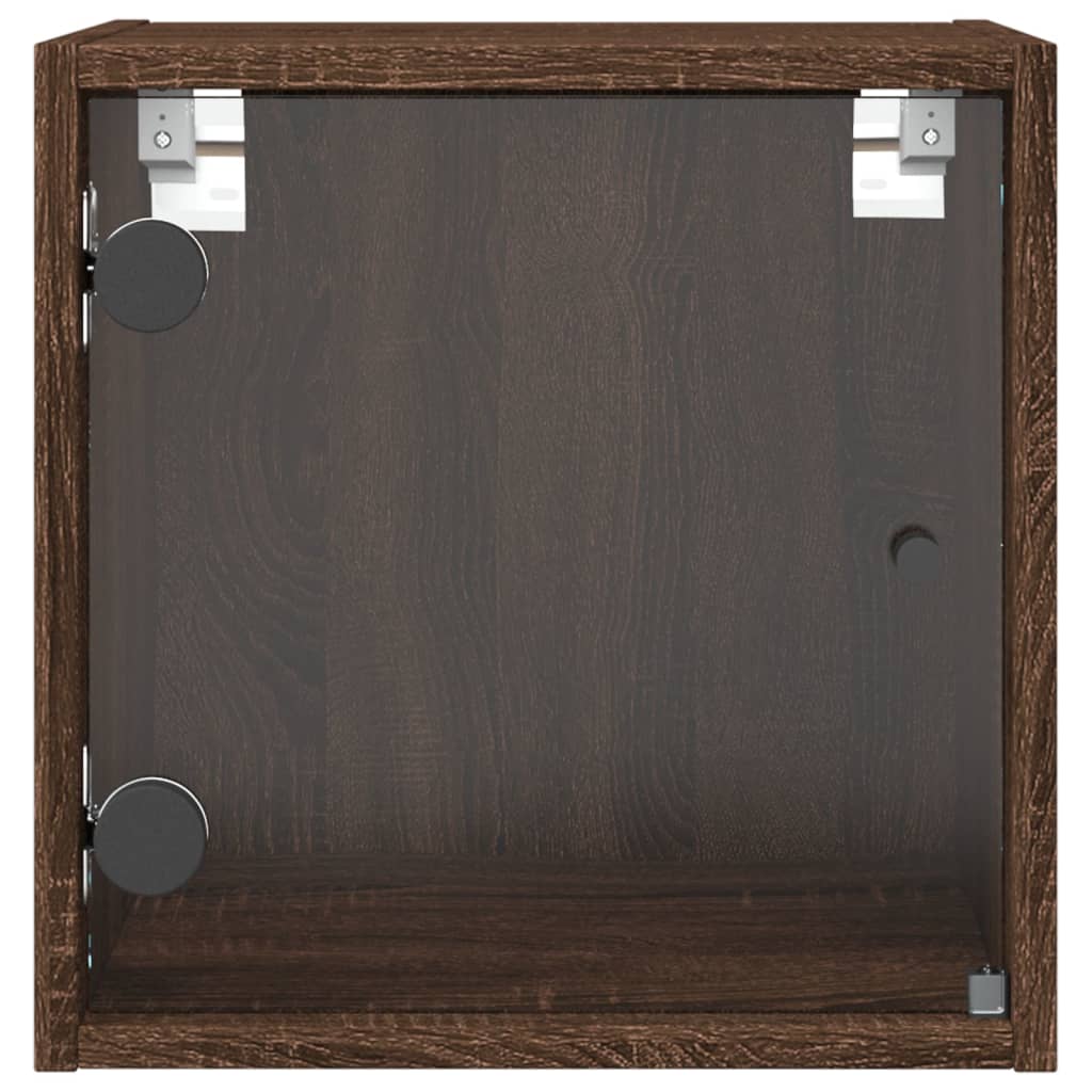 Bedside table with glass door brown oak look 35x37x35 cm