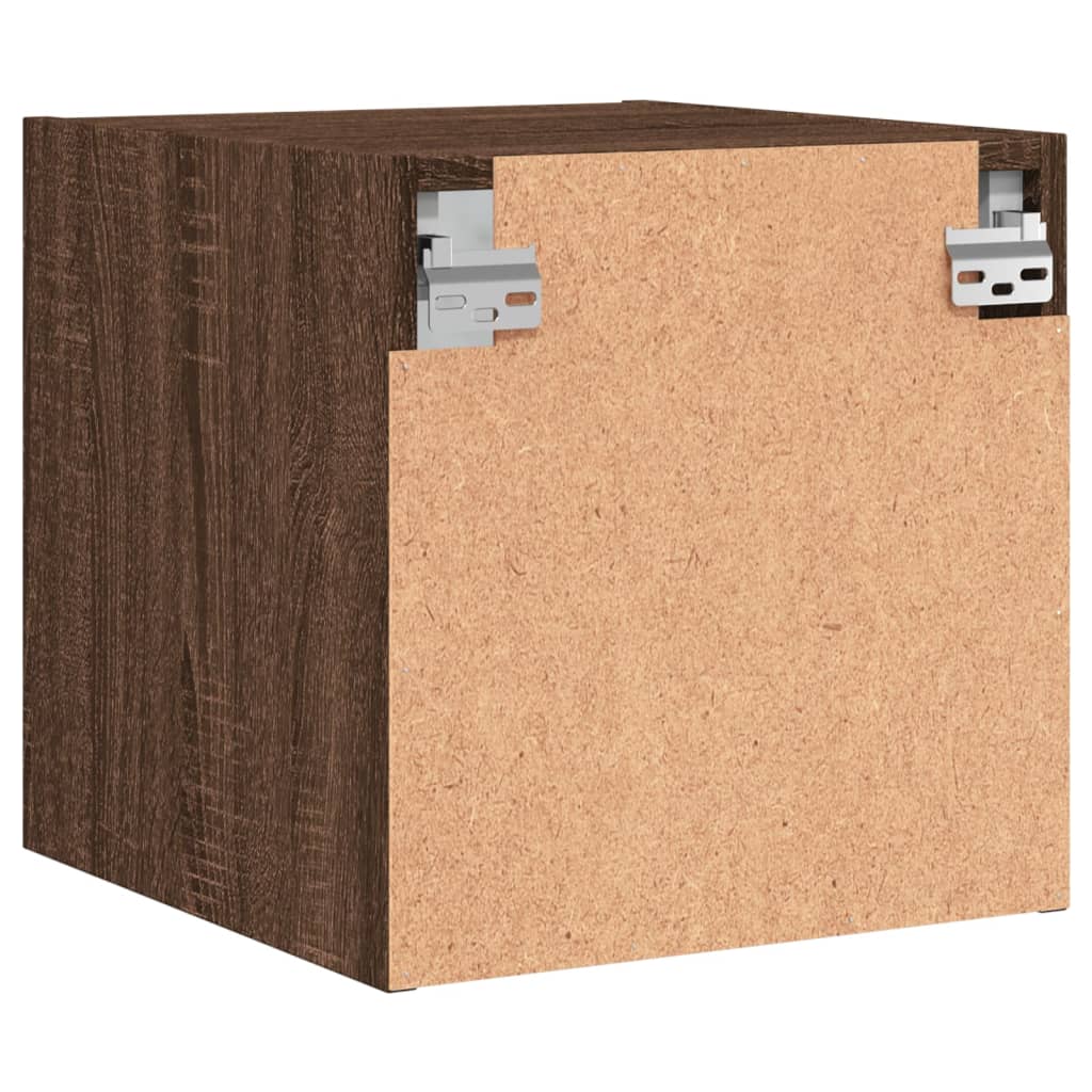 Bedside table with glass door brown oak look 35x37x35 cm