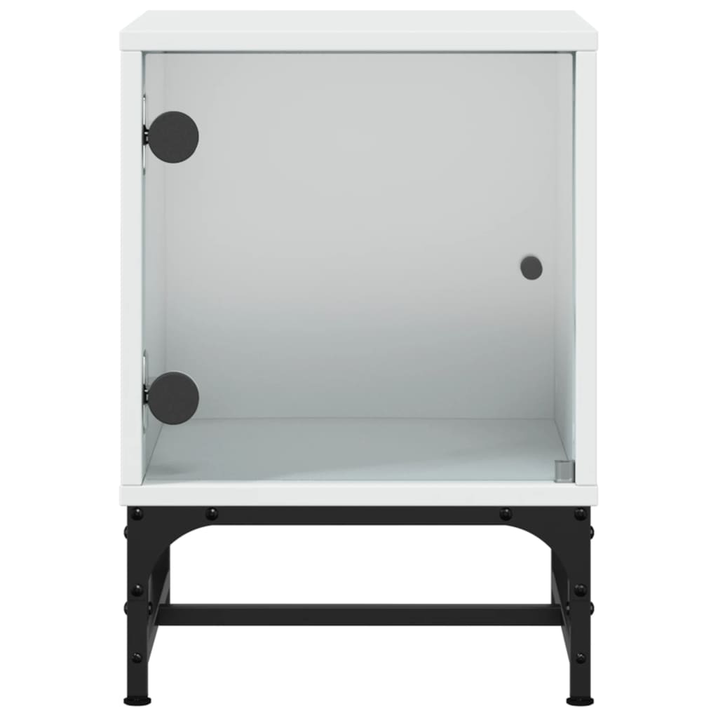 Bedside table with glass door white 35x37x50 cm
