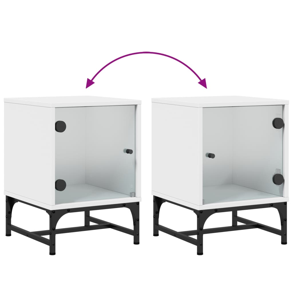 Bedside table with glass door white 35x37x50 cm