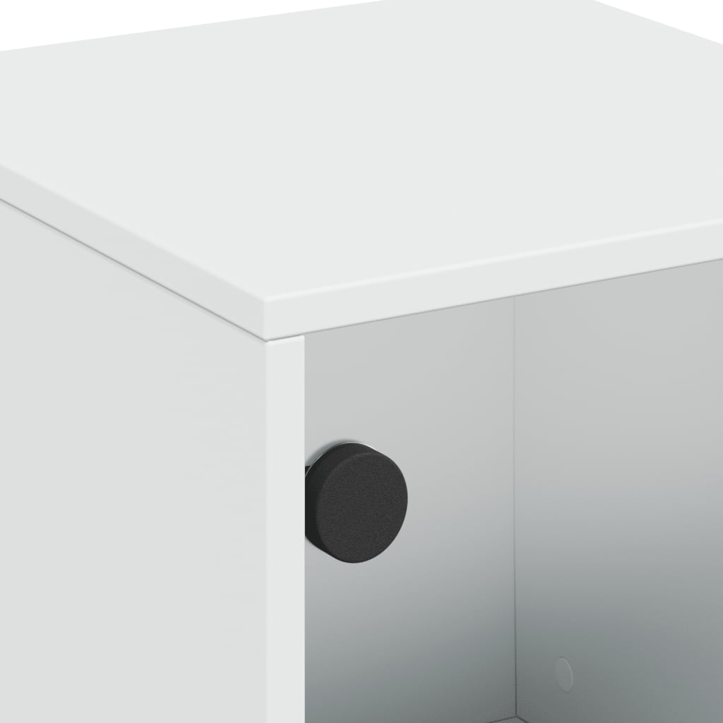Tables de chevet avec portes vitrées 2 pcs Blanc 35x37x50 cm