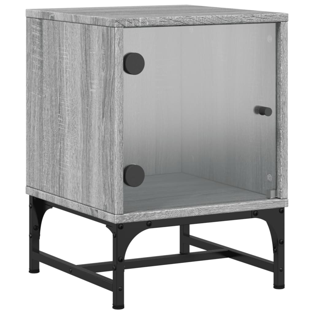 Bedside table with glass door Grey Sonoma 35x37x50 cm
