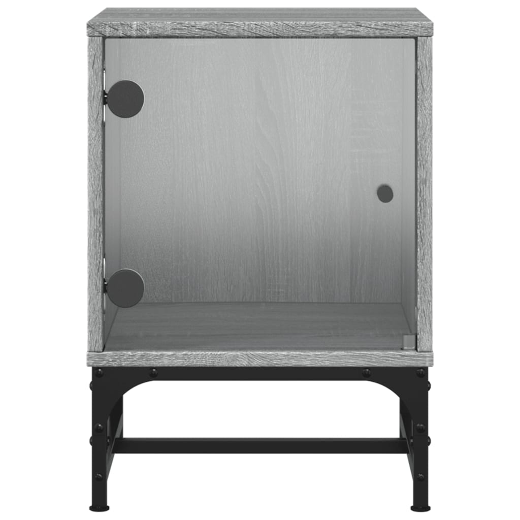 Bedside table with glass door Grey Sonoma 35x37x50 cm