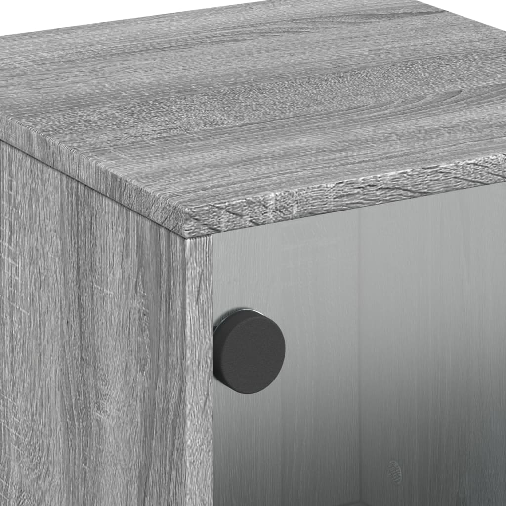 Bedside table with glass door Grey Sonoma 35x37x50 cm