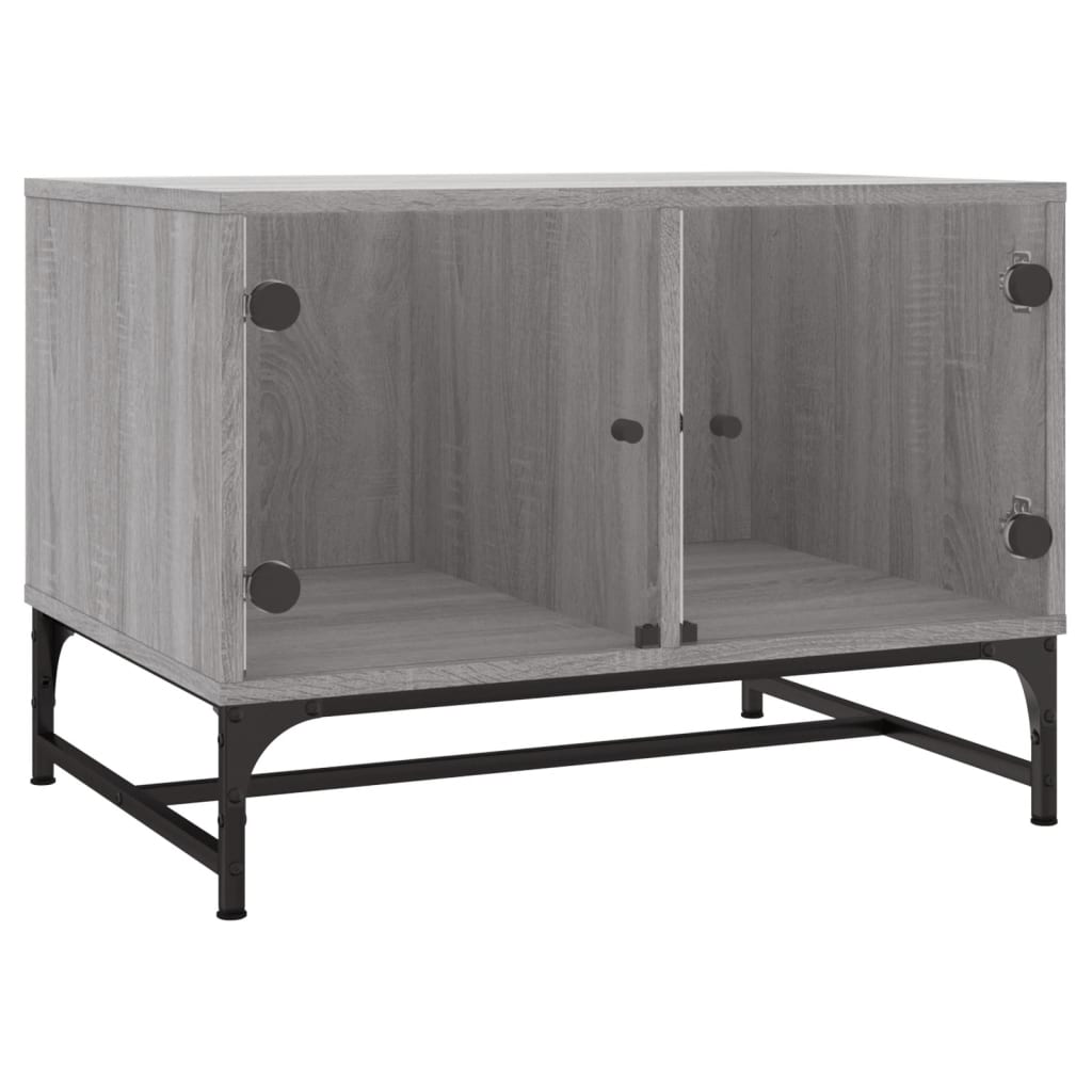 Table basse avec portes en verre Gris Sonoma 68,5x50x50 cm