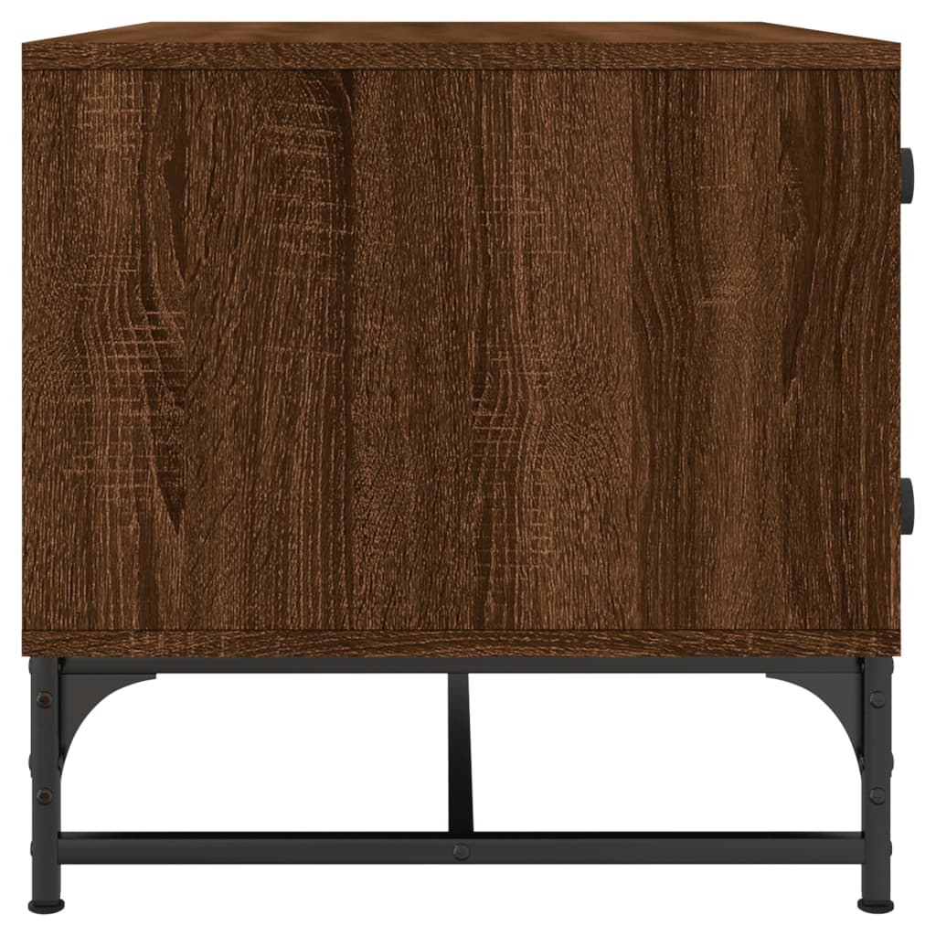 Table basse avec portes vitrées aspect chêne marron 68,5x50x50 cm