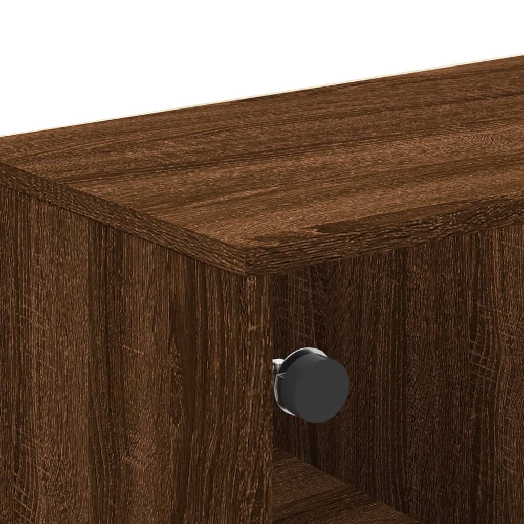 Table basse avec portes vitrées aspect chêne marron 68,5x50x50 cm