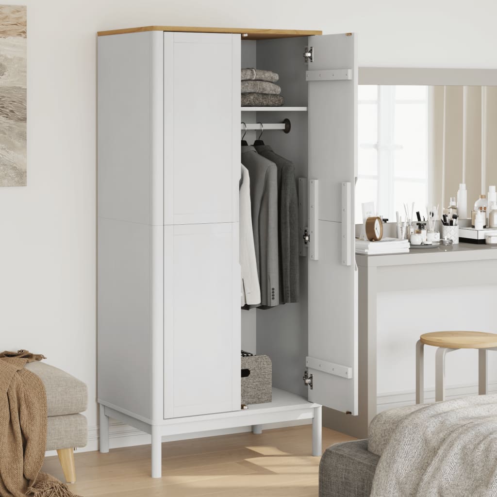 Wardrobe FLORO White 77x53x171 cm Solid Pine