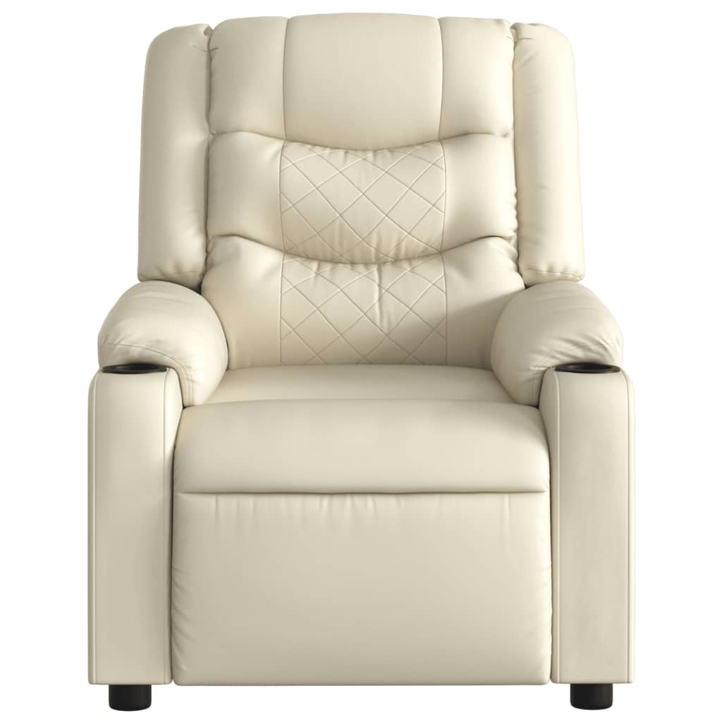 Fauteuil inclinable électrique en similicuir crème
