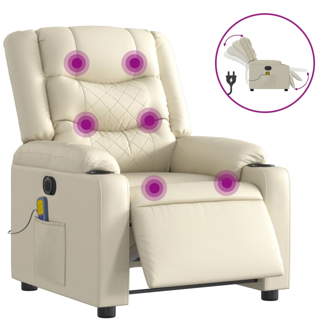 Fauteuil de massage électrique en similicuir crème