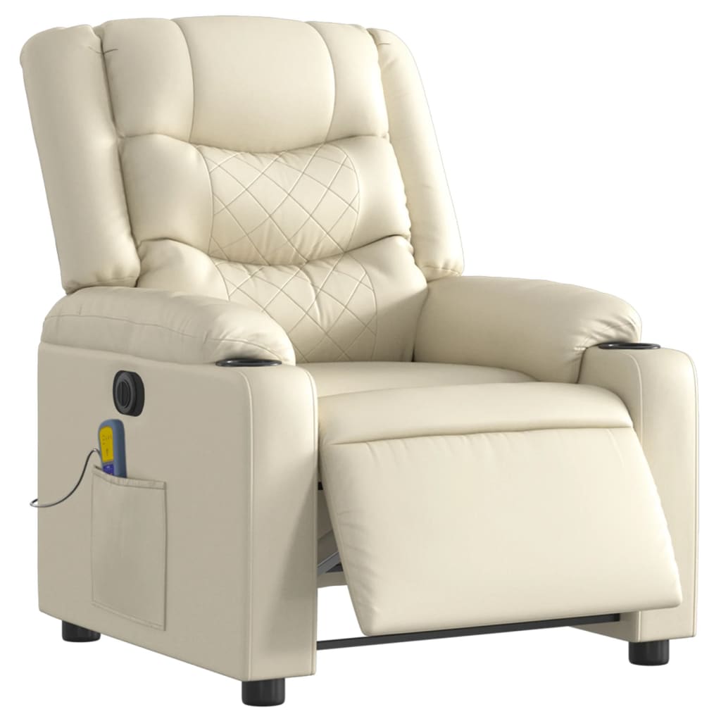 Fauteuil de massage électrique en similicuir crème