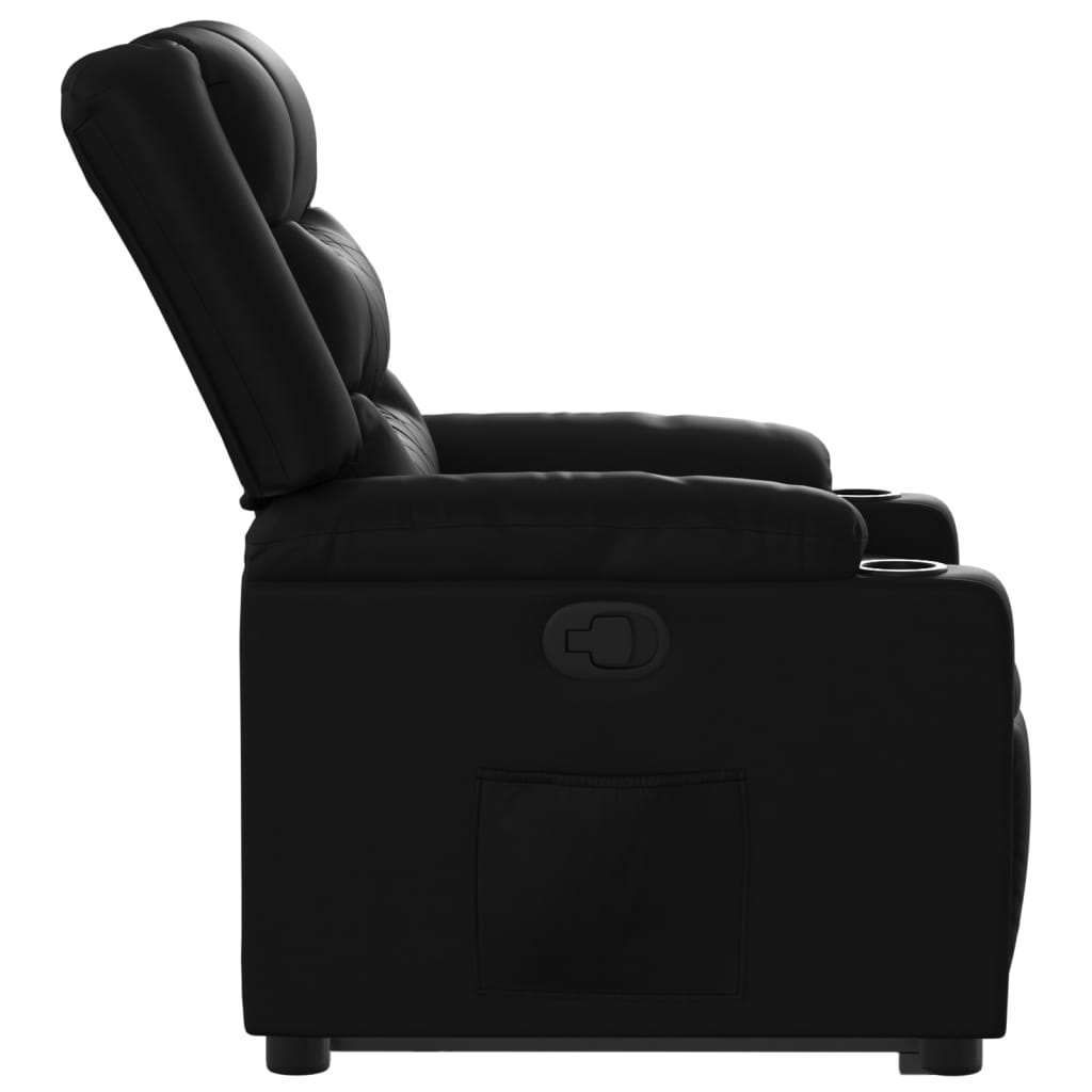 Recliner chair with stand-up aid, black faux leather