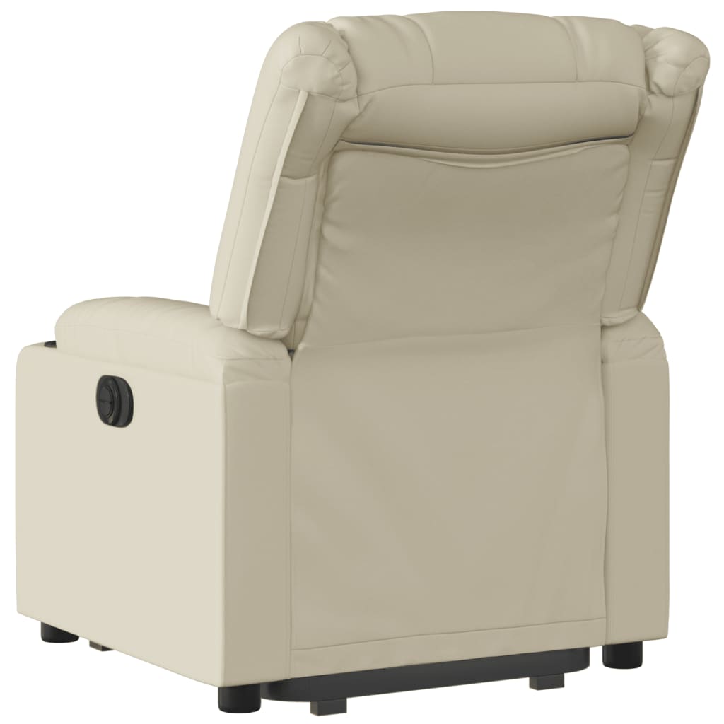 Fauteuil relax avec aide à la verticalisation en cuir synthétique crème