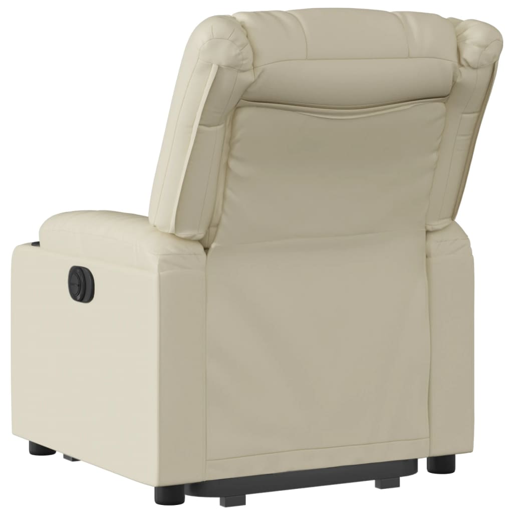 Fauteuil relax avec releveur électrique, simili cuir crème