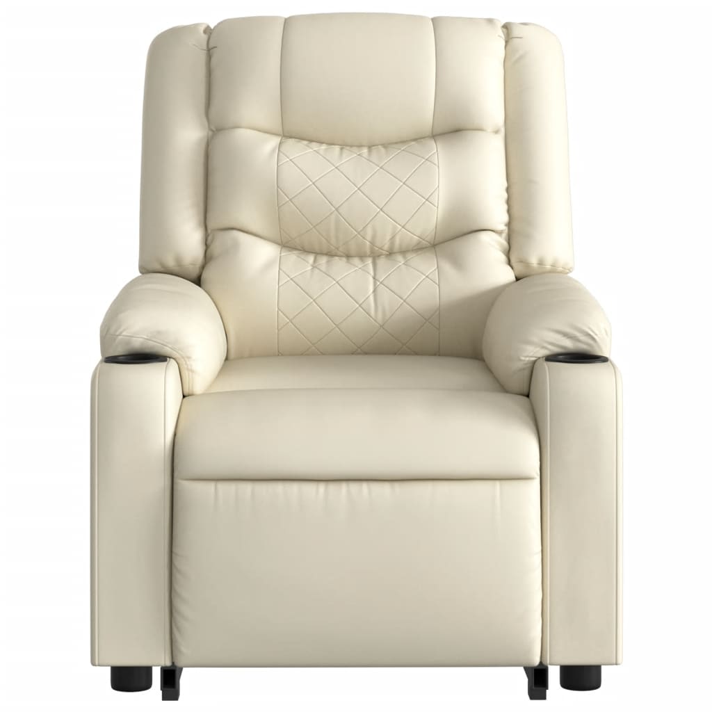 Fauteuil relax avec releveur électrique, simili cuir crème