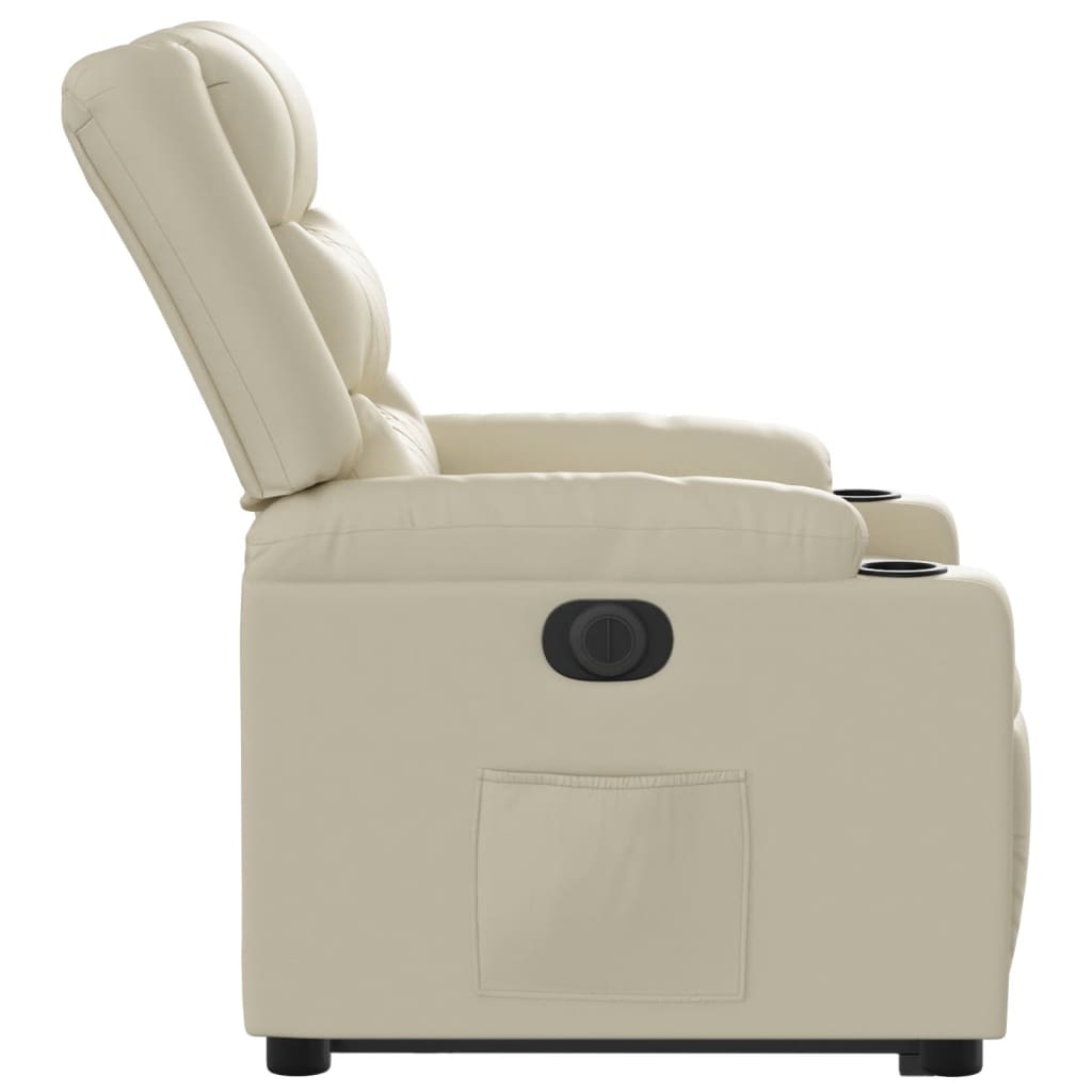 Fauteuil relax avec releveur électrique, simili cuir crème