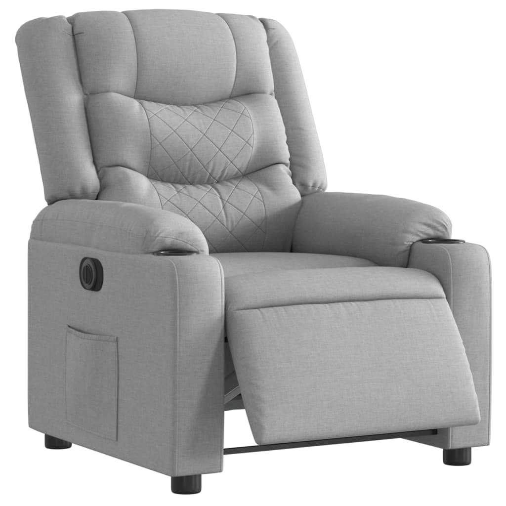 Fauteuil inclinable électrique en tissu gris clair