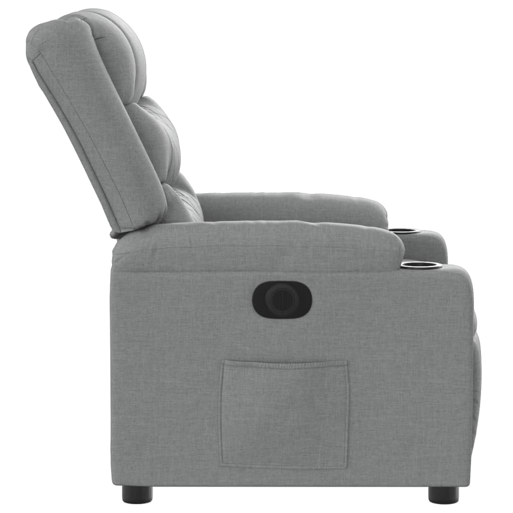 Fauteuil inclinable électrique en tissu gris clair