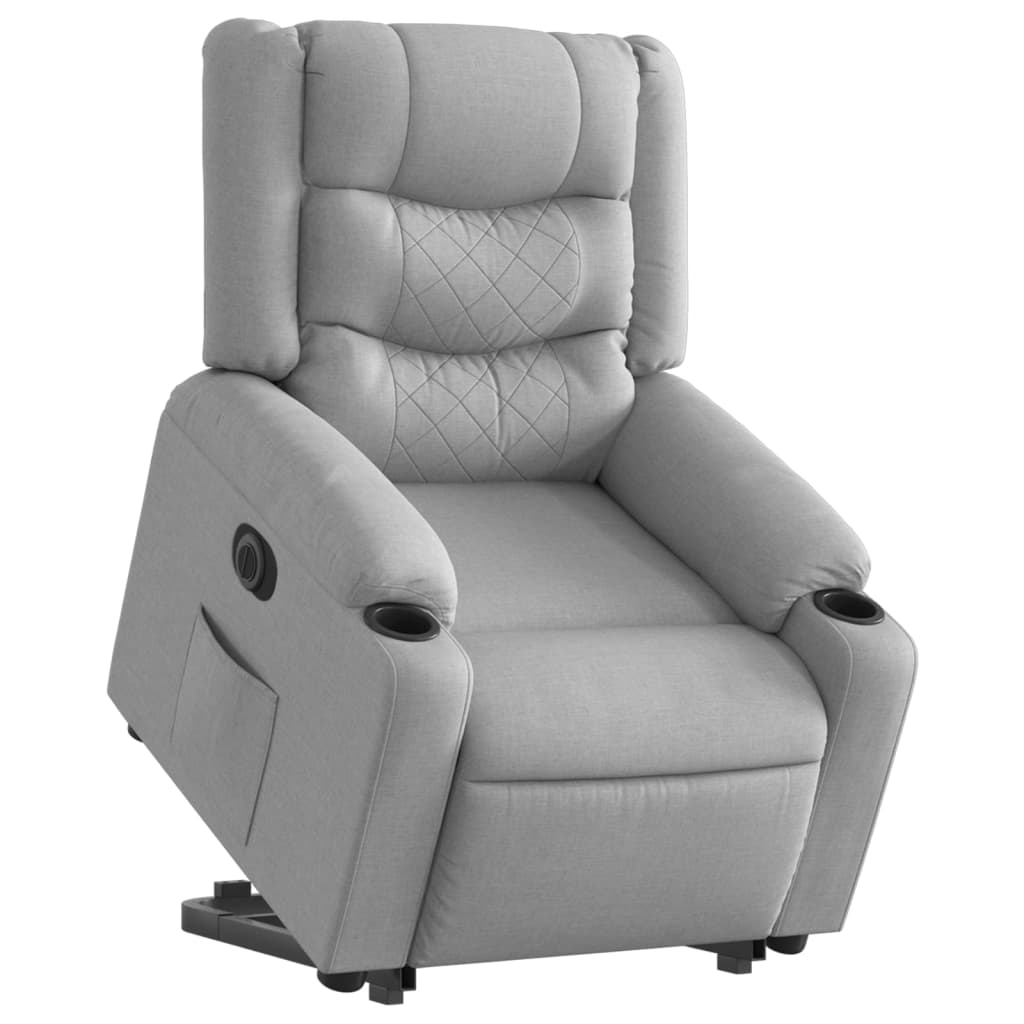 Fauteuil relax avec releveur électrique en tissu gris clair