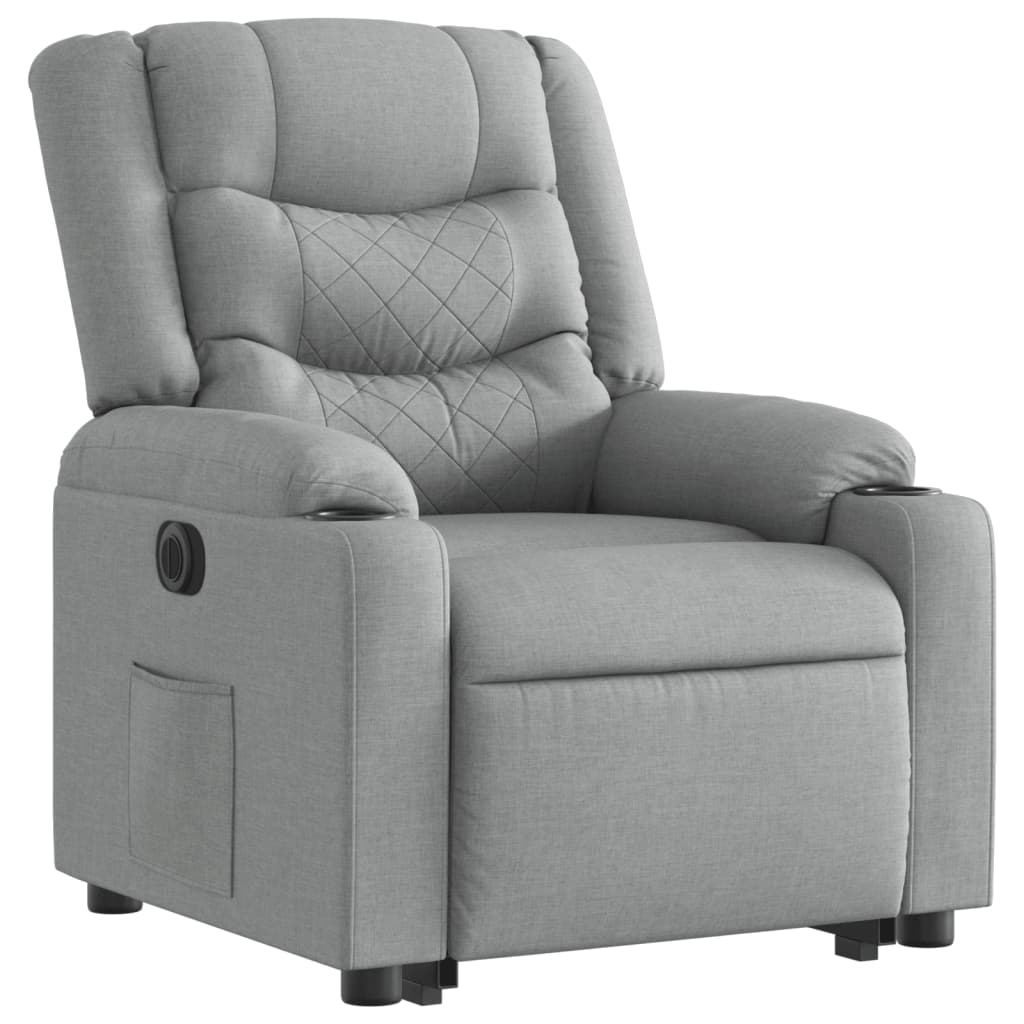 Fauteuil relax avec releveur électrique en tissu gris clair